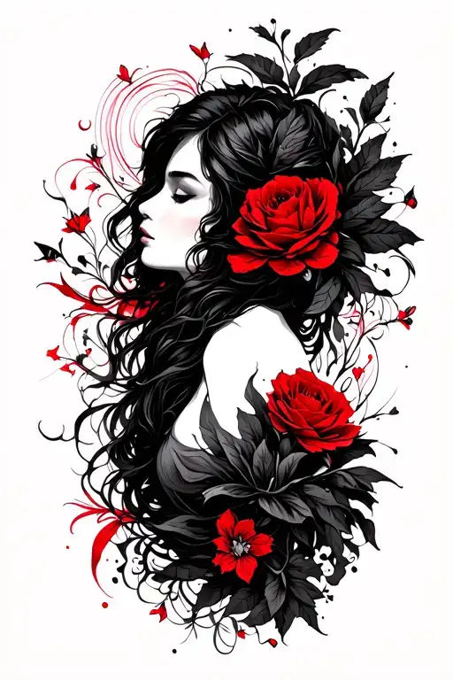 I want a dainty style piece. Fine line. Unique. Encompassing the night. Black and red. Nothing like what people normally tattoo design idea