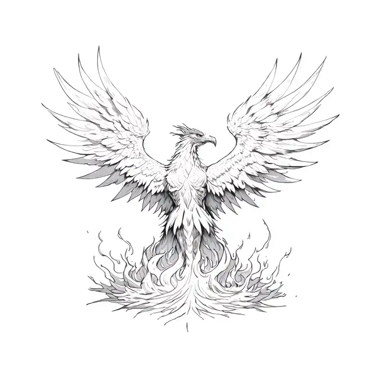 Phoenix rising from ashes tattoo design idea
