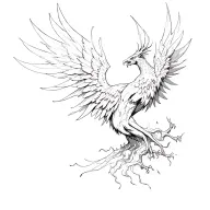Phoenix rising from ashes tattoo design idea