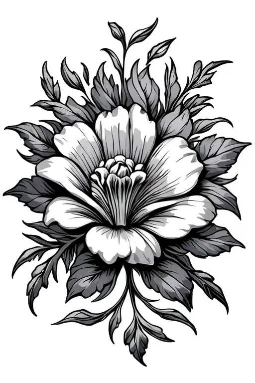 western tooling flower design tattoo design idea