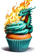 A dragon wrapped around a giant cupcake, breathing fire onto it tattoo design idea