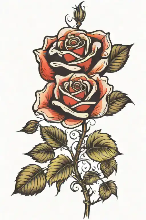 rose with Sissi in stem turns tattoo design idea