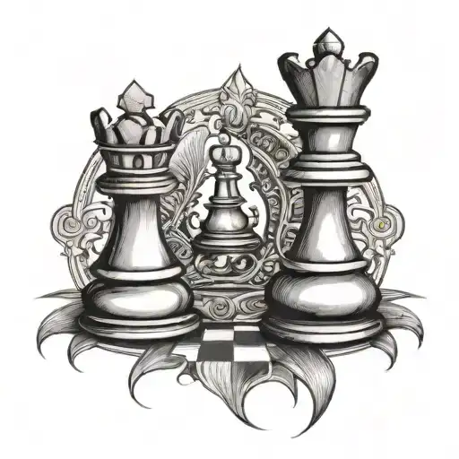 Black Queen chess piece tattoo design idea