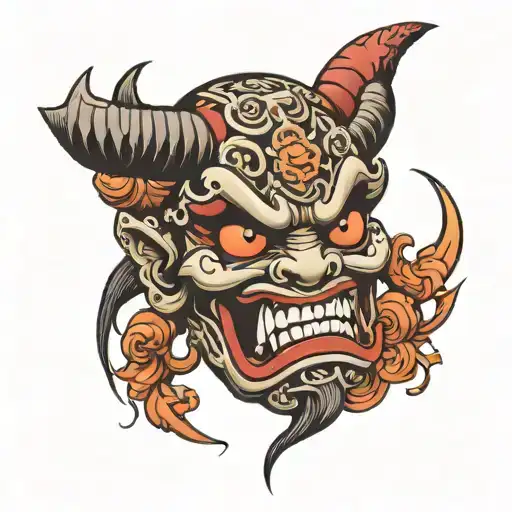 japanese oni mask tattoo design idea