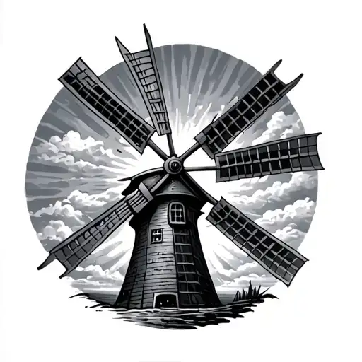 Windmill tattoo design idea