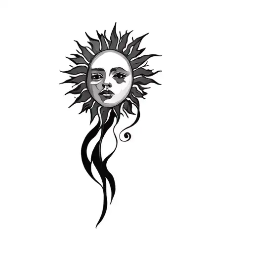 Coverup, Sun American Trad Black and Grey  tattoo design idea