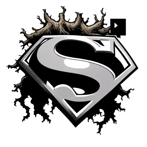 superman logo with roots outside tattoo design idea