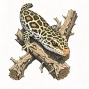 leopard gecko wrapped on log tattoo design idea
