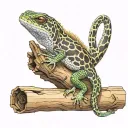 leopard gecko wrapped on log tattoo design idea