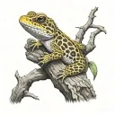 leopard gecko wrapped on log tattoo design idea