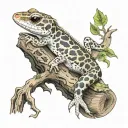 leopard gecko wrapped on log tattoo design idea