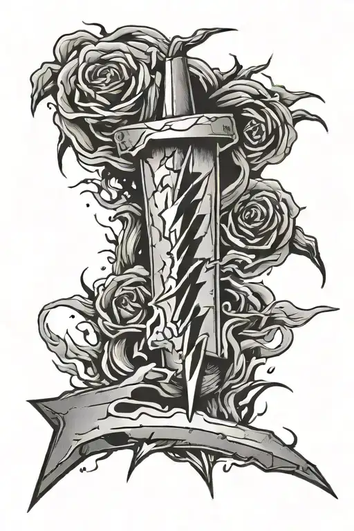 lighing bolt with 2 death date tattoo design idea