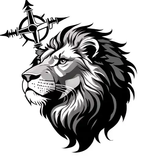 Lion And Compass tattoo design idea