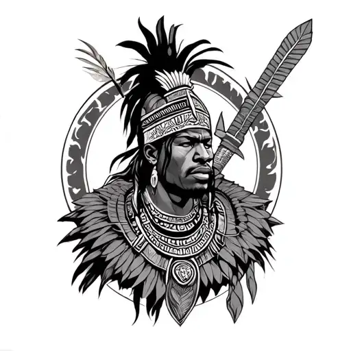 African Warrior Protector leader provider family empire tattoo design idea