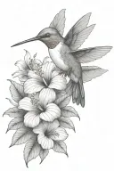 hummingbird with hibiscus and tropical leaves tattoo design idea