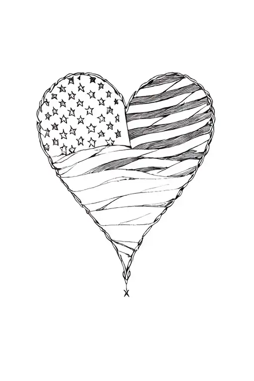 American flag woven into a heart shape tattoo design idea