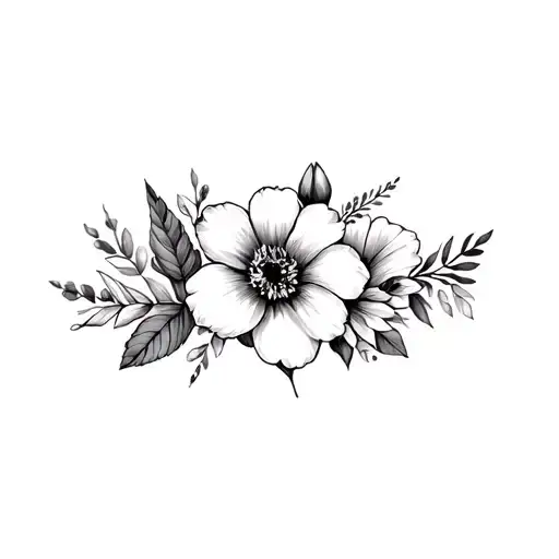 spray of birth flowers of July, August, September, and October  tattoo design idea