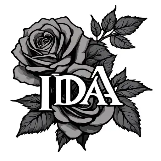 the name idaa with roses tattoo design idea