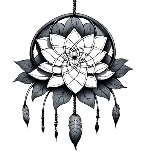 Dream catcher Herz Lotus tattoo design idea