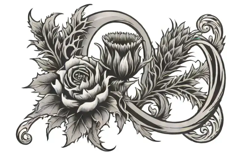 infinity thistle dad memorial tattoo design idea
