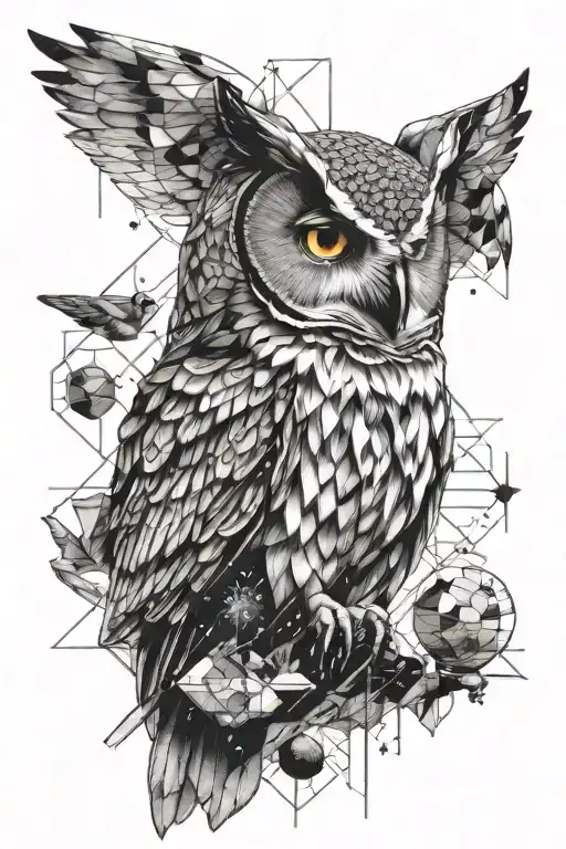 geometric owl space themed tattoo tattoo design idea