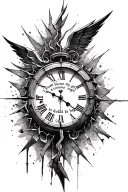 broken clock with the quoat “mum became my angel, so dad could be my hero” tattoo design idea