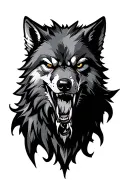 angry alpha wolf head tattoo design idea