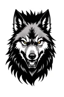 angry alpha wolf head tattoo design idea
