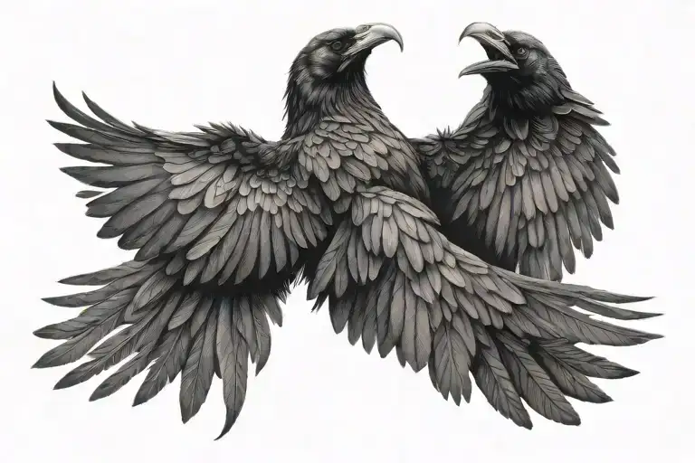 raven with outstretched wings tattoo design idea