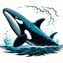  a badass angry US navy military killer whale swimming underwater eviscerating an enemy submarine tattoo design idea