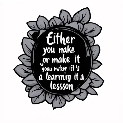 please make an image a thin line tattoo that says "either you make it or you make it, otherwise its a learning lesson" p tattoo design idea