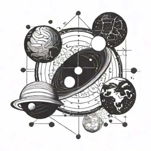 A geometric solar system design incorporating elements of psychology symbols tattoo design idea