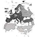 A blackwork tattoo of a detailed map of Europe with landmarks highlighted as travel destinations tattoo design idea
