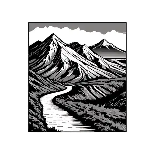 Pathway or Mountain Range — A winding path leading to the horizon or a mountain peak. Represents the long, sometimes dif tattoo design idea