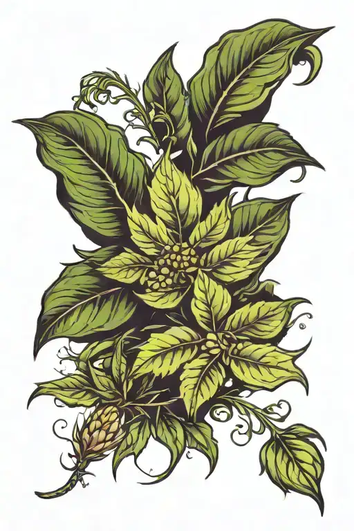 whole weed plant leaves tattoo design idea
