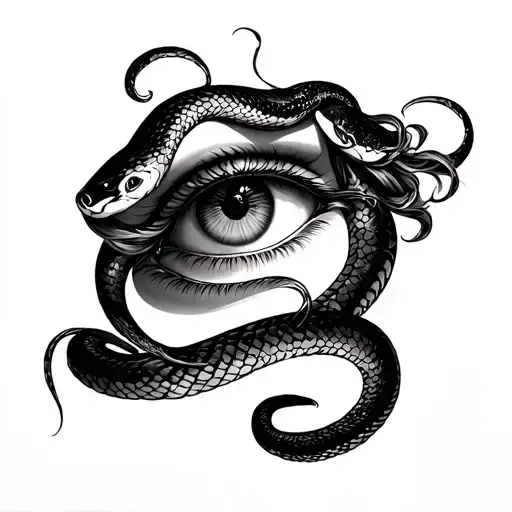 Focus on Medusa's piercing eyes, placed on the inner ankle with her snake hair wrapping subtly around the ankle and foot tattoo design idea