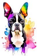 Boston Terrier Rainbow Pawprint tattoo design idea