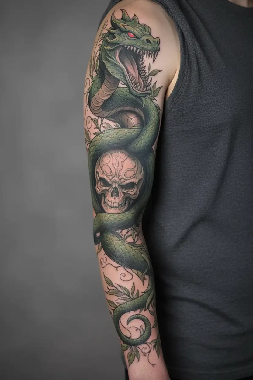 martial arts. snake. dragon. olive branch. Spartan. spear. boxing gloves. tattoo design idea