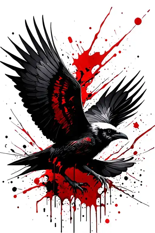 nordic raven flying tattoo design idea