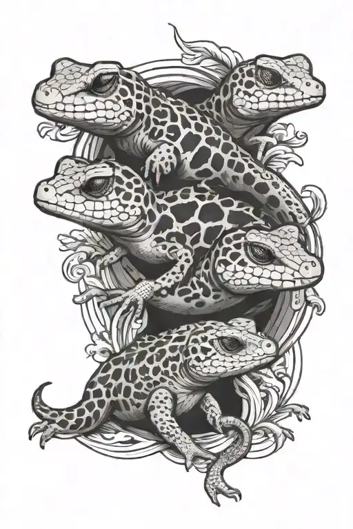 3 own leopard gecko heads integrated into organ donation tattoo tattoo design idea
