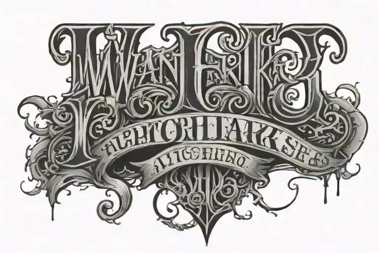 dark lettering gothic tattoo text WANKE tattoo design idea