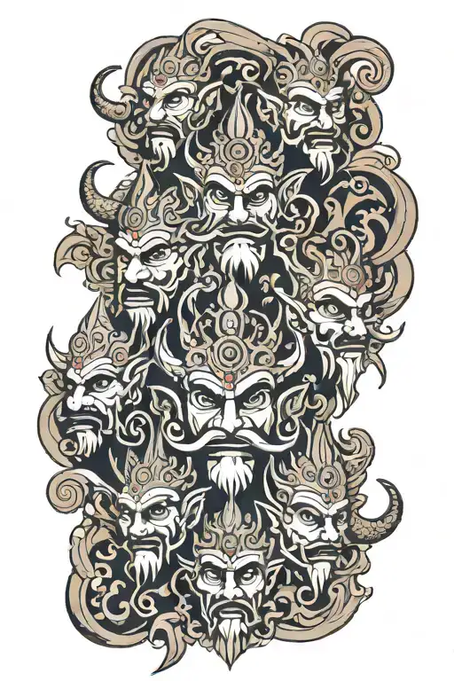 ravana ten heads tattoo design idea