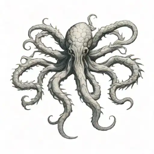 The character Hermaeus Mora from the game The Elder Scrolls as a shapeless creature with many tentacles and eyes tattoo design idea