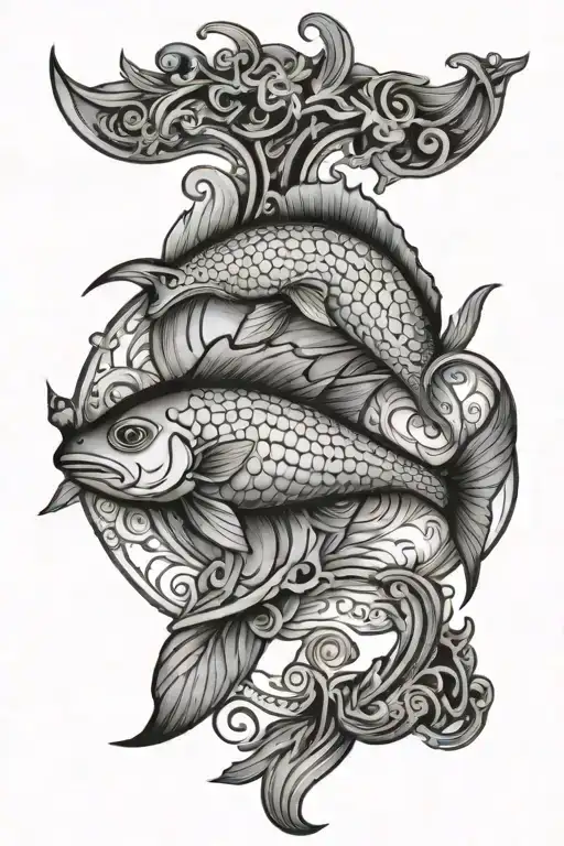 Pisces Taurus tattoo design idea