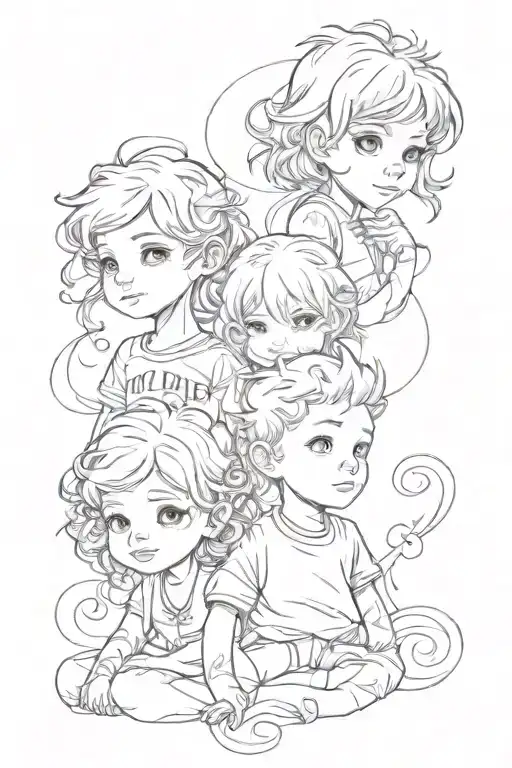 3 kids name tattoo design idea