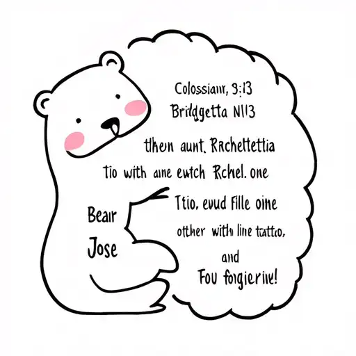 Colossians 3:13 (NIV)then aunt Bridgettetia Rachael and tio Jose with cloud filler Bear with each other and forgive one  tattoo design idea