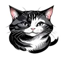 Japanese style tattoo in colors of three cats tattoo design idea