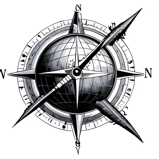 globe and compass  tattoo design idea