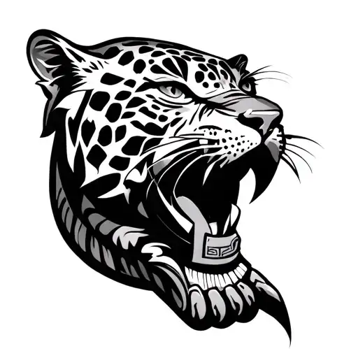 Mayan hand tattoo with jaguar tattoo design idea