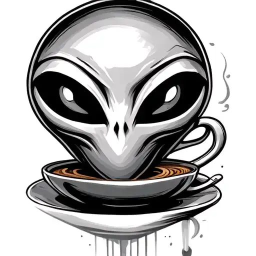 minimal tattoo of a coffee and make the latte art an alien smoking a joint tattoo design idea